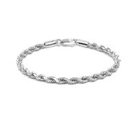 LeCalla 925 Argento Sterling Italiano 4 MM Classic Bracciale a Catena di Corda con Taglio Diamante per Donne e Uomini, Prodotto in Italia (16,5, 17,8, 19,1, 20,3, 21,6 cm), 16.51 centimeters, Argento