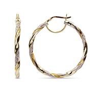 LeCalla 925 Argento Sterling Orecchini a cerchio Gioielli Placcati oro 14K bicolore Design italiano leggero Orecchini a cerchio grandi per donne - 45MM