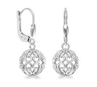 LeCalla 925 Orecchini a goccia in argento sterling con chiusura a leva - Orecchini a goccia a cuore in filigrana leggera con nodo celtico - Regalo per lei da donna