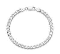LeCalla Bracciale a catena Curb in argento Sterling 925 massiccio per uomo | Bracciale a catena Curb Cuban Link taglio diamante italiano 6 mm, 7 mm (circa 19, 20,3, 21,6 e 22,9 cm), Made in Italy, 6