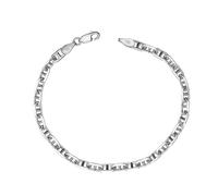 LeCalla Bracciale in argento sterling 925, per uomini e donne, placcato al rodio, 4 mm, Mariner Link, 7,5 pollici