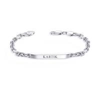LeCalla - Braccialetto da uomo in argento Sterling 925 con nome inciso BIS personalizzato, regalo per compleanno, Natale, festa del papà, Argento sterling, Nessuna pietra preziosa