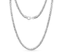 LeCalla Collana classica bizantina in argento Sterling 925 massiccio, unisex, realizzata a mano, italiana, 4 mm, 4 mm, realizzata in Italia, Length 20 Inches(Men's Choker Length), Argento, Nessuna