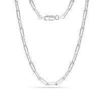 LeCalla, Collana in Argento Sterling 925 con Gemme Italiane, Regalo alla Moda, 3 mm, 3,5 mm, 4,5 mm, Catena a Clip a Forma di Gancio di Carta con Taglio Diamante per Donne con Chiusura a Moschettone