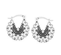LeCalla Orecchini a cerchio da donna in argento Sterling 925 con filigrana vintage a forma di cuore, orecchini a cerchio bohémien in filigrana | Orecchini da donna antichi ritagliati a scatto in stile