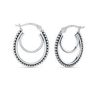 LeCalla Orecchini a cerchio in argento Sterling 925 con perle balinesi antiche per donne, piccoli, leggeri, per ragazze e donne adolescenti