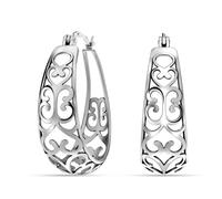 LeCalla Orecchini a cerchio in argento sterling 925, ovali, leggeri e in filigrana, per donne e adolescenti, Argento sterling, Nessuna pietra preziosa, Antico/Small_Filigree, HP185676AT