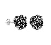 LeCalla Orecchini a lobo in argento Sterling 925 con nodo d'amore, design italiano, leggeri, attorcigliati, a forma di nodo d'amore, da donna, Medio, Argento sterling, Non pietra preziosa