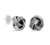 LeCalla Orecchini da donna in argento Sterling 925 con nodo d'amore, antichi, leggeri, intrecciati e testurizzati, con nodo celtico, gioielli in argento romantico, 12 mm
