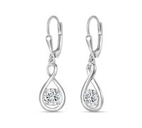 LeCalla Orecchini pendenti da donna in argento Sterling 925 con simbolo dell'infinito | Orecchini pendenti a monachella con zirconi cubici rotondi intrecciati | Gioielli pendenti in argento infinito