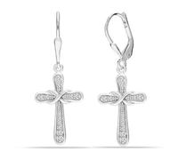 LeCalla Orecchini pendenti in argento Sterling 925 con chiusura a monachella, leggeri, con nodo celtico, filigrana a forma di cuore, orecchini pendenti da donna, regalo per lei, Argento, Zirconia