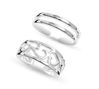 LeCalla Set di Anelli da Piede Minimalistici in 925 Argento Sterling - Semplici Anelli Aperti e Regolabili per Donne, Einheitsgröße, Argento sterling, Non pietra preziosa