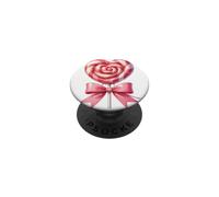 Lecca-lecca caramelle alla menta piperita con cuore rosa PopSockets PopGrip Adesivo