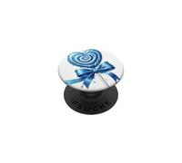Lecca lecca cuore caramella menta piperita blu PopSockets PopGrip Adesivo
