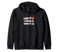 Leccalo, attaccalo, invialo, divertente postino, impiegato del servizio postale Felpa con Cappuccio