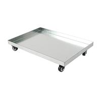 Leccarda in Acciaio Inox, Vaschetta di Raccolta Dell'olio, Vaschetta per L'acqua per Piante da Pavimento con Ruote Universali, Carrello per Cestello Lavastoviglie(50x40cm)