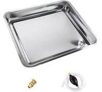Leccarda in Acciaio Inox, Vassoio per l'acqua, con Tubo Flessibile e Scarico dell'Acqua in Rame, Adatta per Lavare i Piatti, scolare, Tavolo da tè (49x34x4,3 cm/19x13x1,7 Pollici)