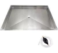 Leccarda Quadrata, Vassoio raccogli-Gocce in Acciaio Inox con Tubo Flessibile, Vassoio di Scarico, Adatto per Mini frigoriferi, Lavaggio Piatti e scolo (53x37x3 cm/21x14,5x1,1 poll