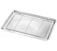 Leccarda raccogli-Olio in Acciaio Inox 304, Vassoio per Acqua con griglia, Facile da trasportare, Adatta per Cucina, Negozio di Pollo Fritto (50x35 cm/20x14 Pollici)