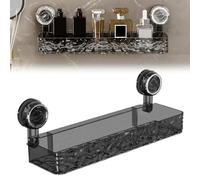 LECDOA Portaoggetti a ventosa ondulato, 2025, mobile per doccia, con ventosa, montaggio a parete, senza trapano, motivo glaciale in stile lussuoso (nero)