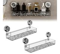 LECDOA Supporto ondulato a ventosa, 2025 nuovo ripiano mobile per doccia a ventosa, mensola portaoggetti da parete senza trapano, motivo ghiacciaio in stile lusso (bianco, 2 pezzi)