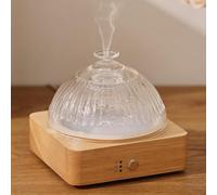 Lecdura Diffusore di oli essenziali in vetro con serbatoio in vetro e base in legno, senza plastica, 200 ml, timer di blocco colore, spegnimento automatico, 7 colori, diffusore a cupola in vetro, per