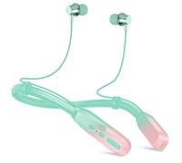 Lecefty Cuffie Bluetooth con archetto da collo, 200 ore di riproduzione extra lunga, senza fili, stereo, con microfono, impermeabili, con armatura bilanciata, per sport/allenamento (rosa verde)