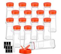 LECEHIVO 16 barattoli per spezie in plastica da 907,2 g, con tappo shaker nero, grandi bottiglie vuote per polvere, contenitori riutilizzabili per condimenti per armadietti da cucina, sale erbe