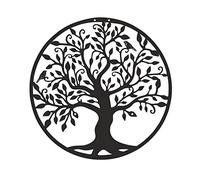 Lecerrot Arte Murale in Metallo - Albero Vita, Albero Vita in Metallo Decorazione Murale Sagoma Arte, Decorazione Murale in Ferro Battuto Fatto A Mano, per Interni ed Esterni, Nero