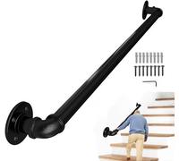 Lechansen Corrimano Per Scale Interne Esterne, 3.3 Piedi / 1m Passamano Acciaio Inox Corrimano Per Montaggio A Parete Corrimano Per Maniglione Staffe In Tubo Ferro Di Metallo Nero Rustico Industriale