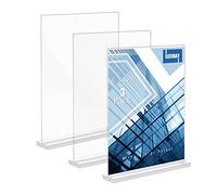 Lechay Confezione da 3 supporti per cartelli in acrilico, 21,6 x 27,9 cm, trasparenti, da tavolo, per menù, espositori da tavolo, adatti per ristoranti, ufficio, casa, negozio (3)
