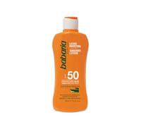 Babaria - Latte Solare Aloe Vera SPF50 | Protezione Alta | Idratante e Rigenerante | Resistente all'Acqua | Coral Friendly | Vegano | 200 ml