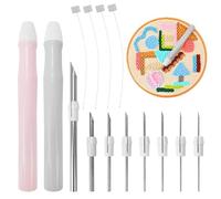 Lechengjia 15 Pezzi Punch Needle Kit, Ago Magico per Ricamo con Manico Kit Set, Kit di Aghi da Ricamo Regolabili per Strumento per Ago da Punch-1.2/1.5/2/2.5/3/5 mm