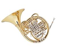 Lechgold DH-18AGL Corno Doppio - corno forestale verniciato in F/Bb - 4 pistoni con giunti Minibal - interamente in ottone dorato - con custodia leggera