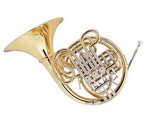 Lechgold DH-18AGL Corno Doppio - corno forestale verniciato in F/Bb - 4 pistoni con giunti Minibal - interamente in ottone dorato - con custodia leggera