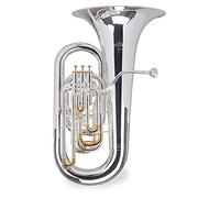 Lechgold ET-483S Eb-Tuba (per principianti e avanzati, valvole in acciaio inox, in ottone di alta qualità, coulisse in alpacca, incl. custodia, bocchino, panno per la pulizia) argentata