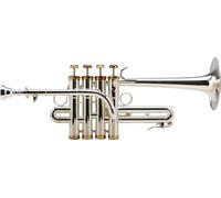 Lechgold PT-910S Tromba Piccola (Foro: 11,8mm, Campana: 105mm, forma lunga, cappucci esagonali argentati, con stelo A, bocchino e custodia leggera) argento