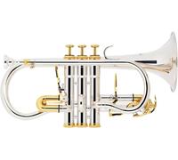 Lechgold Supreme ECR-23S Eb - Set di cornette in ottone dorato, con valvola in acciaio inox, con custodia, bocchino e panno per la pulizia, colore: Argento