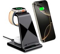 leChivée Caricabatterie wireless, stazione di ricarica wireless 3 in 1 per Apple iPhone 16/15/14/13/12/11/10/9/8, 15 W Fast Wireless Charger Stand per Apple Watch Ultra 2/10/9/8/7/6/5/4/SE, per
