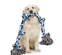 LECHONG Giocattoli in corda per cani per masticatori aggressivi Corda resistente Giocattoli da masticare per cani di taglia grande e media 3 piedi 5 nodi Corda di cotone indistruttibile per cani di