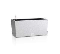 Lechuza - Vaso da balcone Balconera Stone 40 bianco quarzo, con sistema di irrigazione, indicatore del livello dell'acqua e inserto per piante, effetto pietra, 40 x 19 x 19 cm, 15430