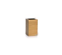 Lechuza - Vaso per piante Palo Natural Wood 35 alto, in legno di eucalipto, con sistema di irrigazione, indicatore del livello dell'acqua e inserto per piante, superficie in vero legno, 34,5 x 34,5 x