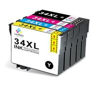 LeciRoba Cartucce d'inchiostro 34xl per Epson 34xl T3471 T3472 T3473 T3474 da utilizzare con stampanti Epson WorkForce Pro WF-3720DWF WF-3725DWF (2 nero, 1 ciano, 1 magenta, 1 giallo)