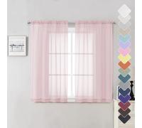 Lecloud Set di 2 tende trasparenti color cipria, 137 cm, ariose e traspiranti, con doppia tasca per asta, in voile semilavorato, tende per finestre per camera da letto, soggiorno, cucina, sfondo per