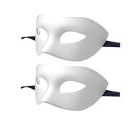 LECMACY Maschera per uomini e donne, alta elasticità, pieghevole, in plastica, tinta unita, adatta per tutti i balli (bianco, confezione da 2)
