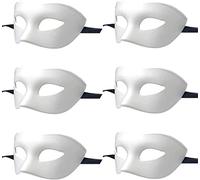 LECMACY Maschere veneziane per uomo e donna, maschera veneziana a metà viso, per feste a tema Martedì Grasso, set per cosplay, taglia unica (bianco puro, 6 pezzi)