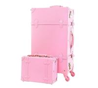 LECOW Bagaglio Valigia Trolley Set Di Valigie Vintage, Valigie Da Viaggio Rigide Con Ruote Girevoli Da 2 Pezzi Valigia Bagaglio A Mano (Color : Rosa, Size : 12+20inch)