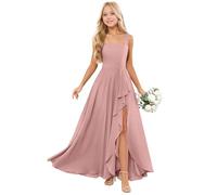LECOYOYO Junior Abiti da damigella d'onore Teen Ragazza Lungo Chiffon Abito da sposa, Rosa (Dusty Rose), 11 anni