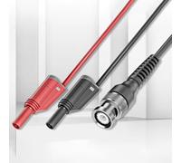 Lecreatekit 2 cavi da BNC a doppia banana, 120 cm, 50 Ohm, cavi coassiali per sonda per oscilloscopio con connettori impilabili, 5 A, 500 V, rosso e nero