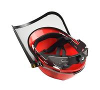 Lecreatekit Casco di sicurezza per motosega con protezione frontale in rete per tosaerba, decespugliatori e decespugliatori, fascia regolabile, struttura in plastica leggera e rete